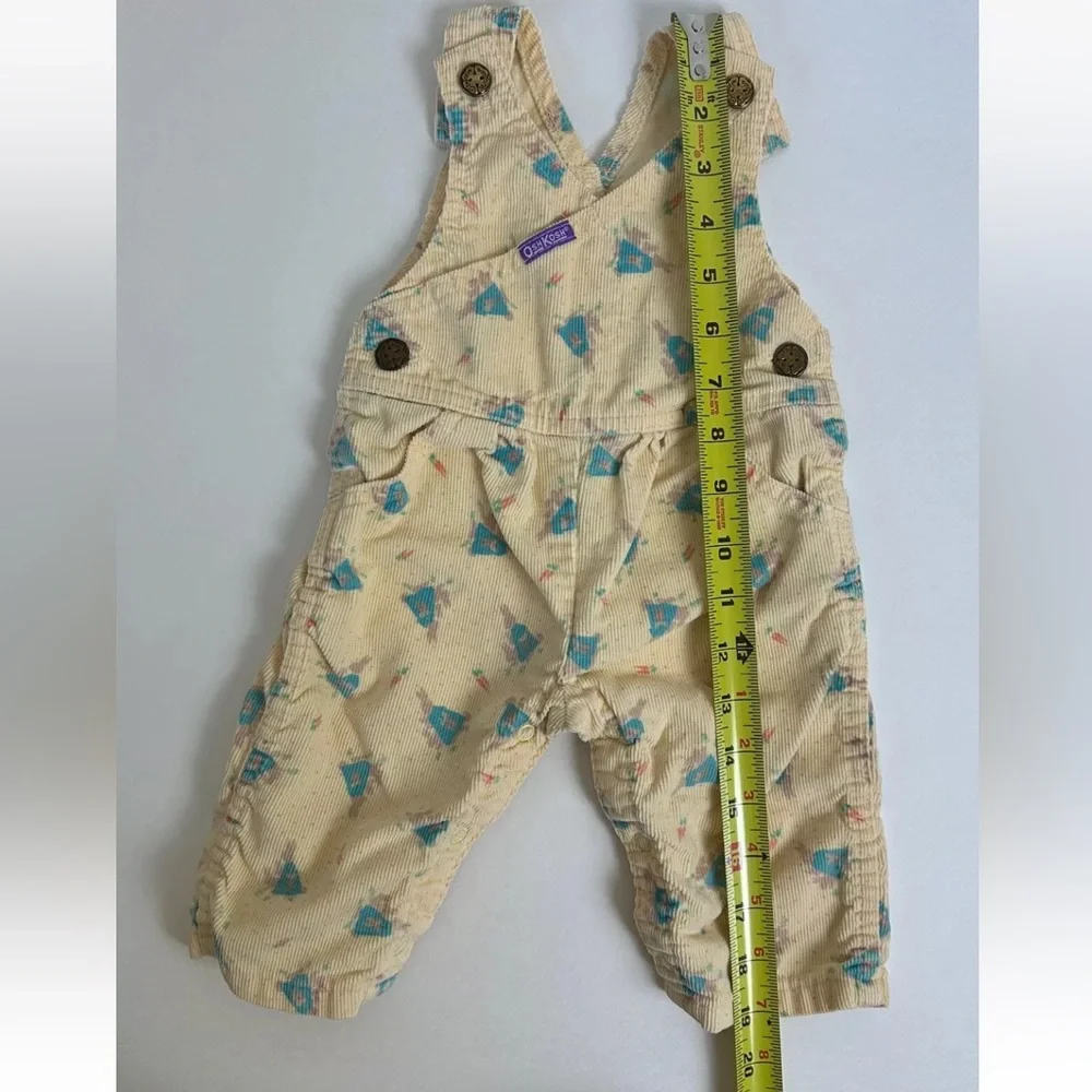 VTG Baby Oshkosh B'gosh‎ 3-6 Month Yellow Bunny Rabbit Corduroy Overalls